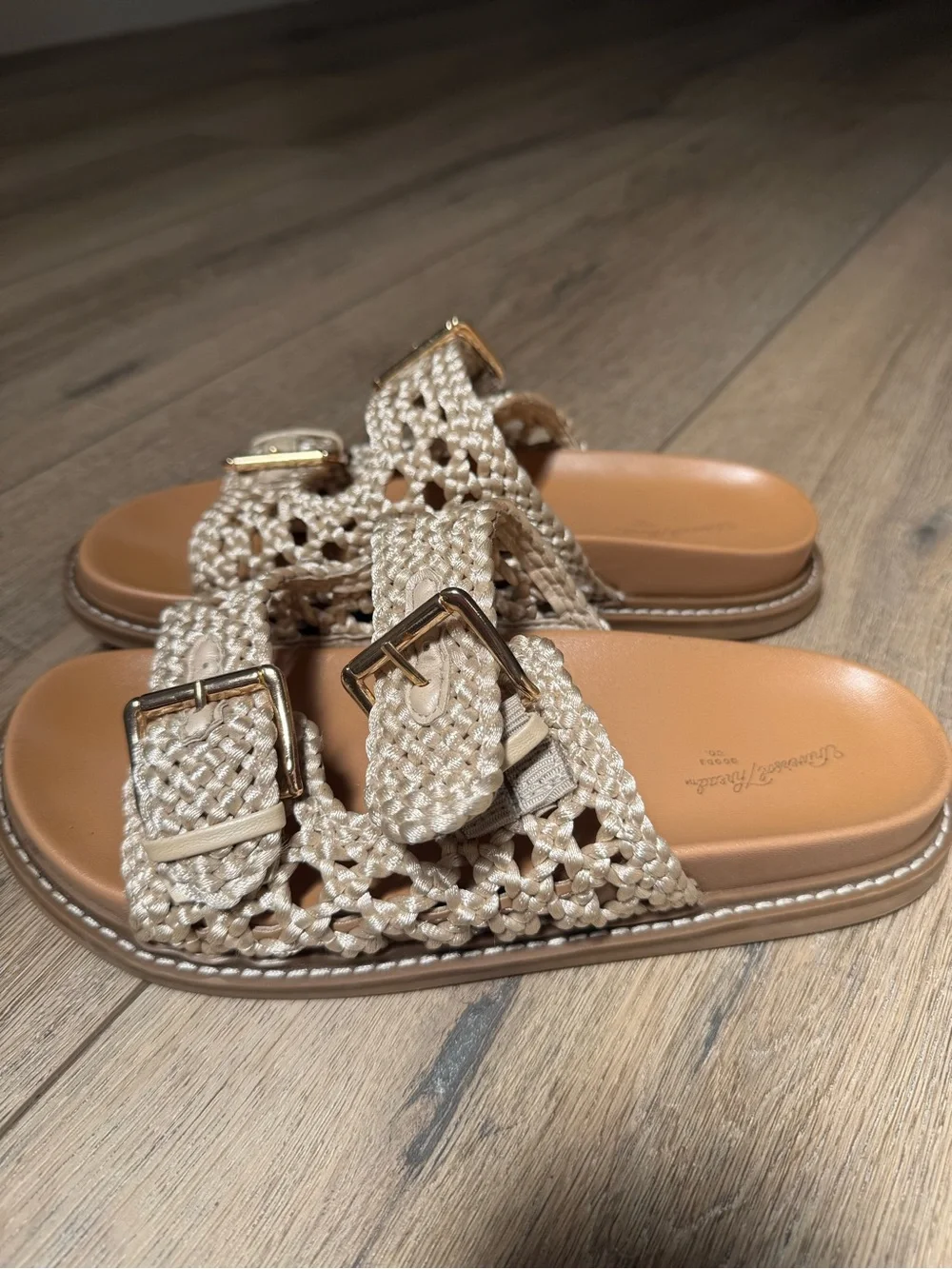 Universal Thread Cream Braided Double-Buckle Slide Sandals